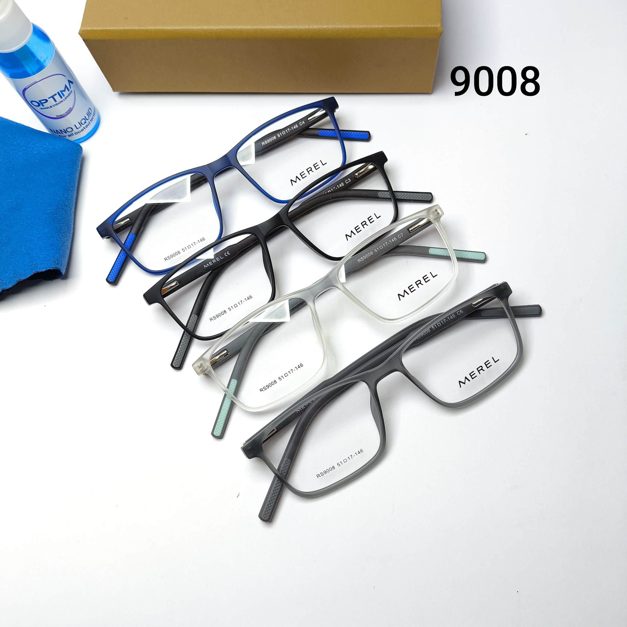 عینک طبی مردانه کائوچو tr90 پایه فنر مرل Merel مدل 9008