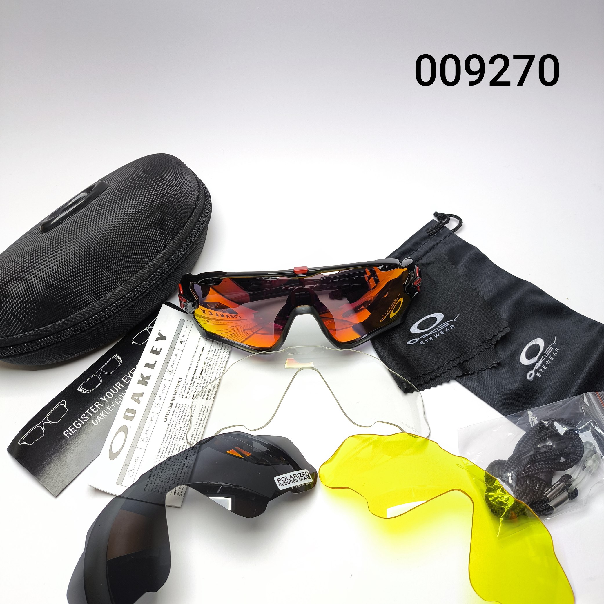 عینک آفتابی اسپرت پلاریزه هایکپی چند عدسیه به همراه پک کامل اکلی Oakley مدل 009270
